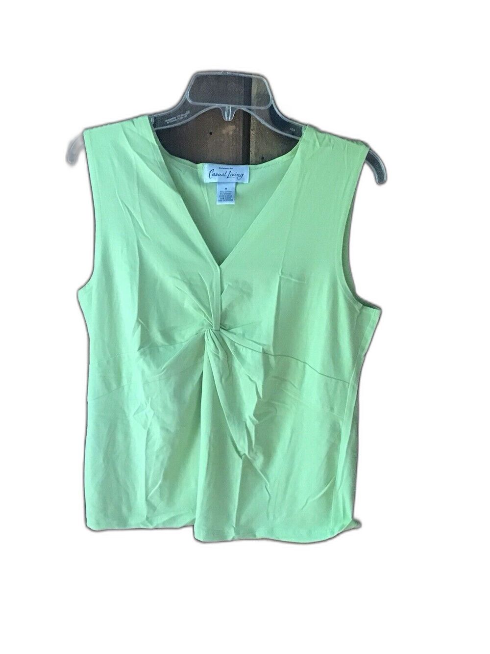 Casual Living Womens Top Size M Medium Green V Neck Blouse Work Office Casual